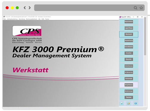 Browser Example CPS KFZ 3000 Premium
