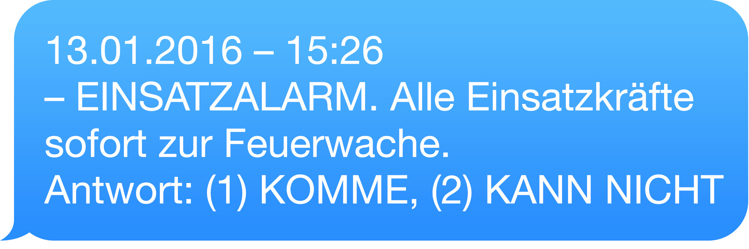 Beispiel SMS für Alarmeinsätze