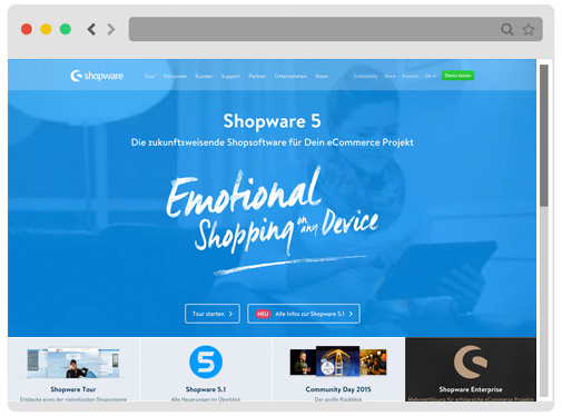 Shopware Homepage im Browser