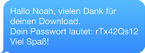 Beispiel SMS für Appdownloadlinks